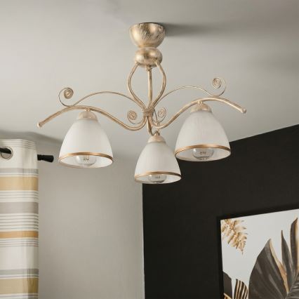Brilagi - LED prisadený luster ANTICO 3xE27/60W/230V biela patina