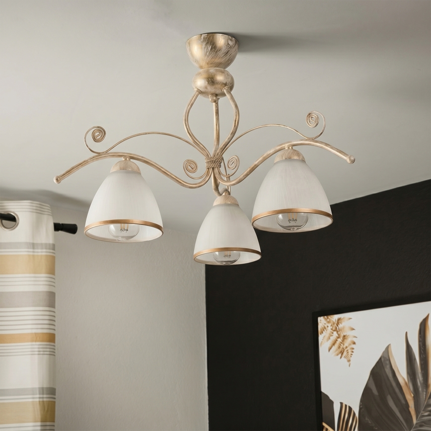 Brilagi - LED prisadený luster ANTICO 3xE27/60W/230V biela patina