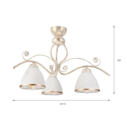 Brilagi - LED prisadený luster ANTICO 3xE27/60W/230V biela patina