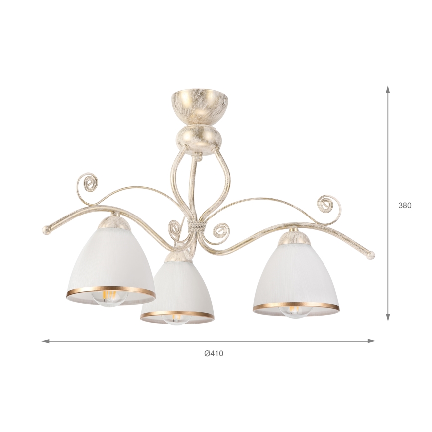 Brilagi - LED prisadený luster ANTICO 3xE27/60W/230V biela patina