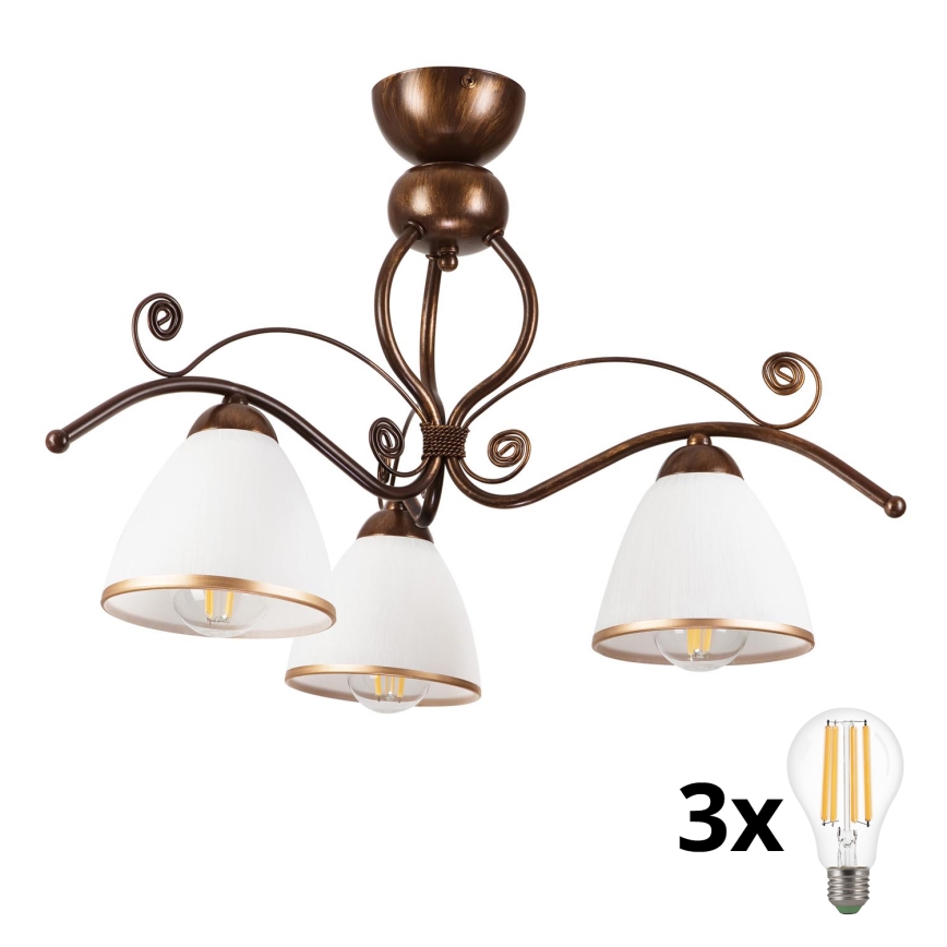 Brilagi - LED Prisadený luster ANTICO 3xE27/60W/230V bronz patina
