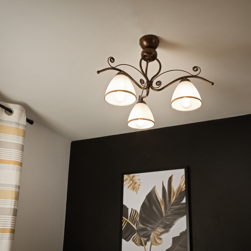 Brilagi - LED Prisadený luster ANTICO 3xE27/60W/230V bronz patina