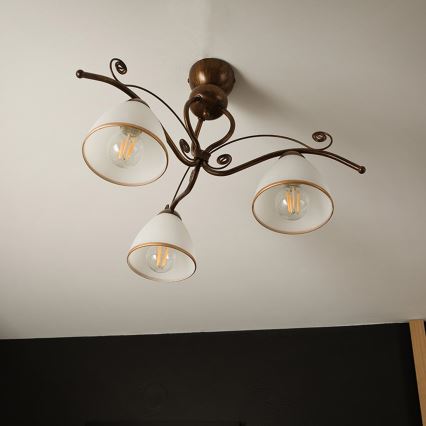 Brilagi - LED Prisadený luster ANTICO 3xE27/60W/230V bronz patina