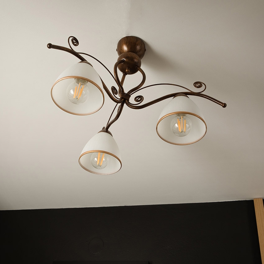 Brilagi - LED Prisadený luster ANTICO 3xE27/60W/230V bronz patina
