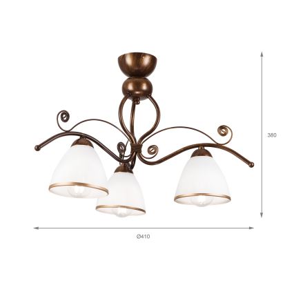 Brilagi - LED Prisadený luster ANTICO 3xE27/60W/230V bronz patina