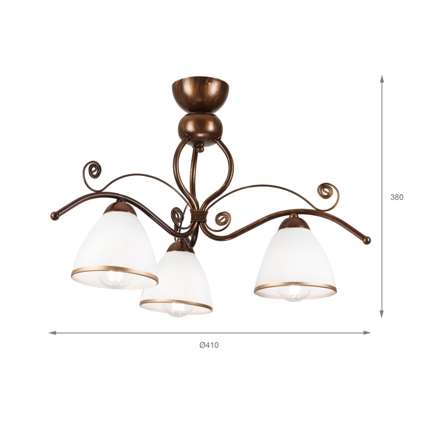 Brilagi - LED Prisadený luster ANTICO 3xE27/60W/230V bronz patina