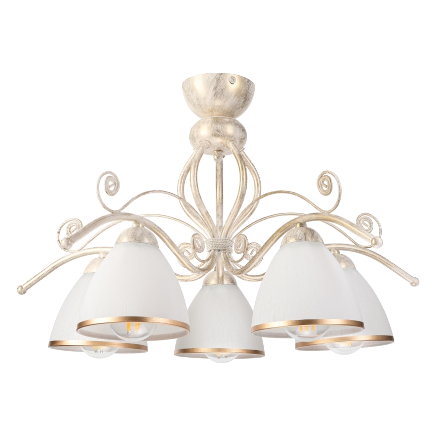 Brilagi - LED prisadený luster ANTICO 5xE27/60W/230V 3000K biela patina