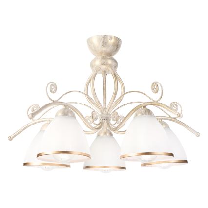 Brilagi - LED prisadený luster ANTICO 5xE27/60W/230V 3000K biela patina