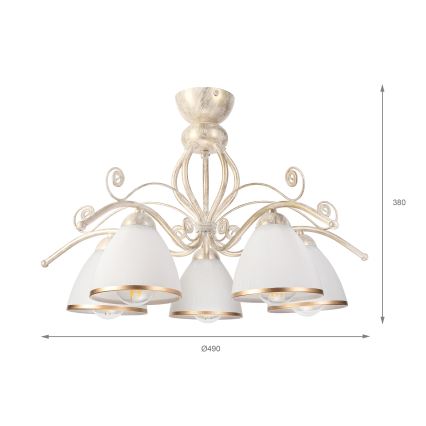 Brilagi - LED prisadený luster ANTICO 5xE27/60W/230V 3000K biela patina