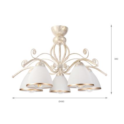 Brilagi - LED prisadený luster ANTICO 5xE27/60W/230V 3000K biela patina