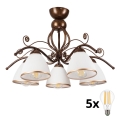 Brilagi - LED Prisadený luster ANTICO 5xE27/60W/230V bronz patina