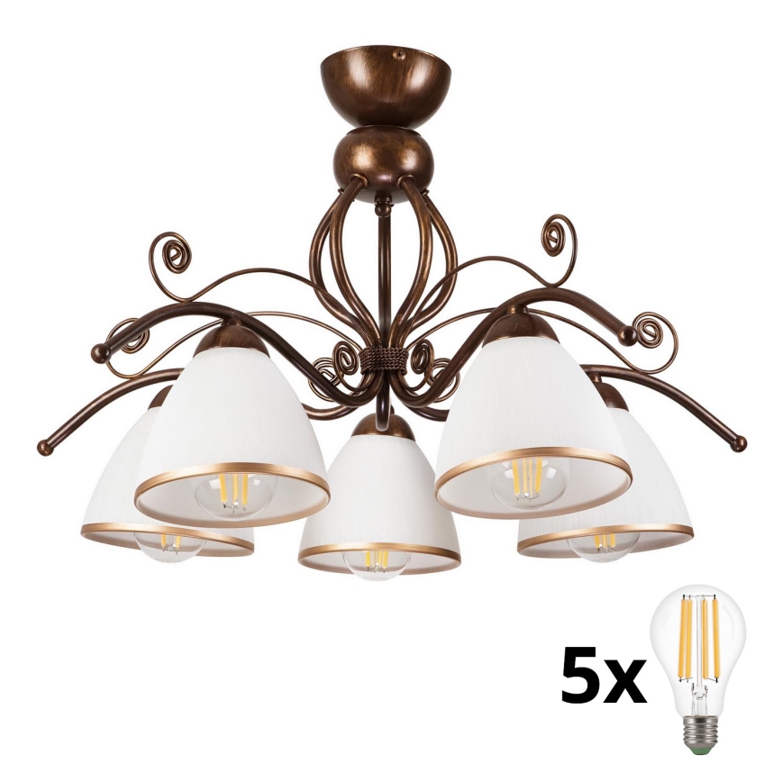 Brilagi - LED Prisadený luster ANTICO 5xE27/60W/230V bronz patina