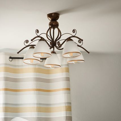 Brilagi - LED Prisadený luster ANTICO 5xE27/60W/230V bronz patina