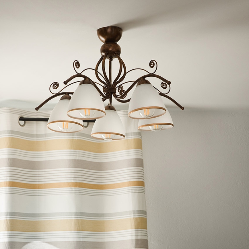 Brilagi - LED Prisadený luster ANTICO 5xE27/60W/230V bronz patina