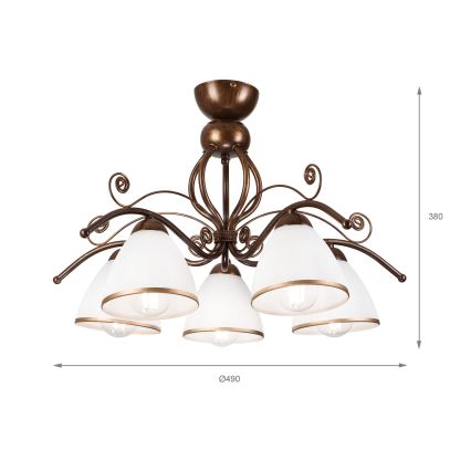 Brilagi - LED Prisadený luster ANTICO 5xE27/60W/230V bronz patina