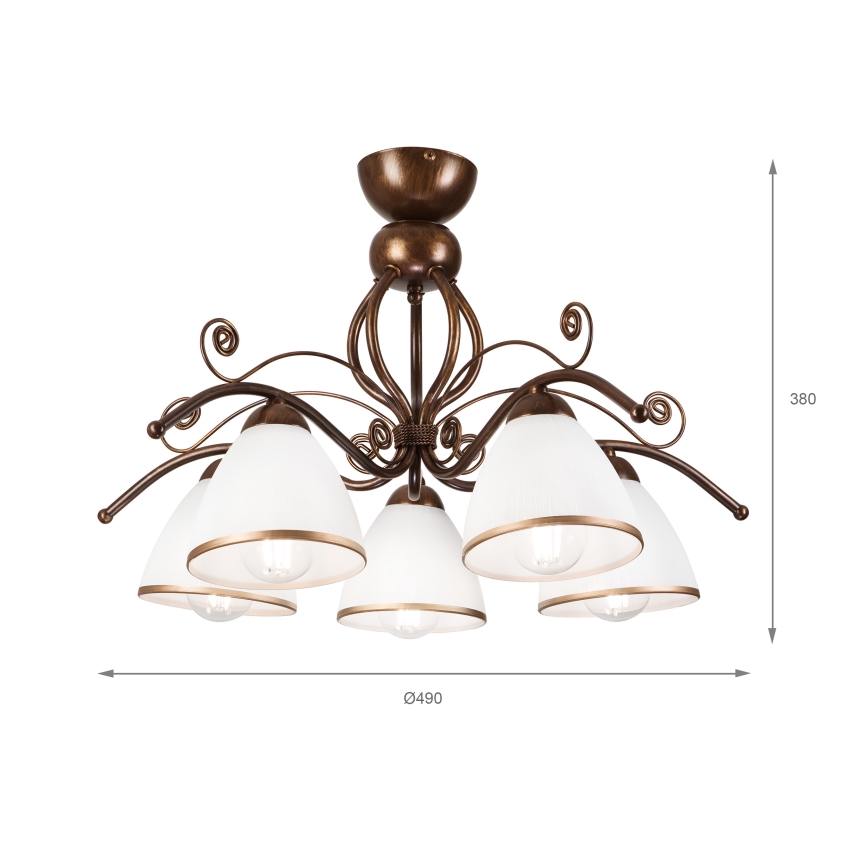 Brilagi - LED Prisadený luster ANTICO 5xE27/60W/230V bronz patina