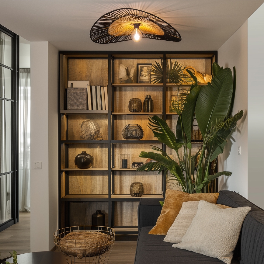 Brilagi - LED Prisadený luster CERIA BOHO 1xE27/40W/230V pr. 80 cm čierna/hnedá