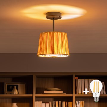 Brilagi - LED prisadený luster CERIA BOHO 1xE27/60W/230V pr. 20 cm čierna/rafia