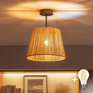 Brilagi - LED prisadený luster CERIA BOHO 1xE27/60W/230V pr. 28 cm čierna/hnedá