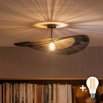 Brilagi - LED Prisadený luster CERIA BOHO 1xE27/60W/230V pr. 80 cm čierna/hnedá