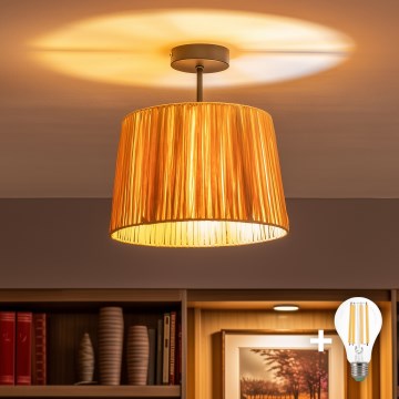 Brilagi - LED prisadený luster CERIA BOHO 1xE27/60W/230V priemer 30 cm čierna/rafia