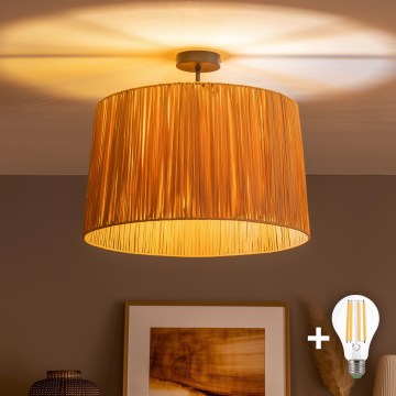 Brilagi - LED Prisadený luster CERIA BOHO 1xE27/60W/230V priemer 50 cm čierna/rafia