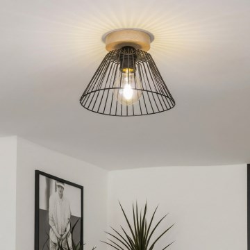 Brilagi - LED prisadený luster CERIA WIRE 1xE27/40W/230V pr. 21 cm čierna/dub