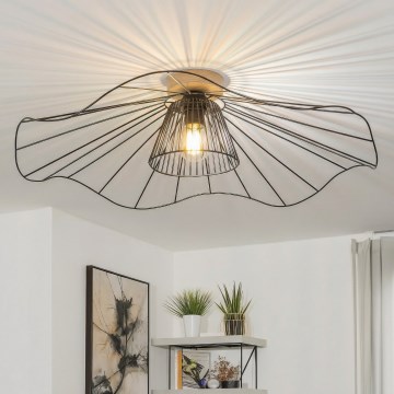 Brilagi - LED prisadený luster CERIA WIRE 1xE27/40W/230V pr. 80 cm čierna/dub