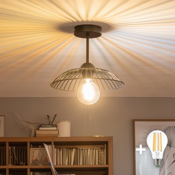 Brilagi - LED Prisadený luster CERIA WIRE 1xE27/60W/230V pr. 26 cm čierna