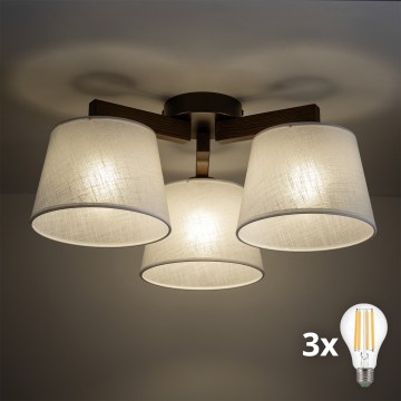 BRILAGI - LED Prisadený luster LATTE 3xE27/15W/230V borovica/béžová
