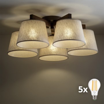 BRILAGI - LED Prisadený luster LATTE 5xE27/15W/230V borovica/krémová