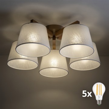 BRILAGI - LED Prisadený luster LATTE SABIA 5xE27/15W/230V borovica/biela