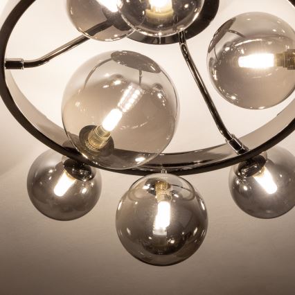 Brilagi - LED Prisadený luster MILLA 10xG9/3W/230V čierny chróm/dymová