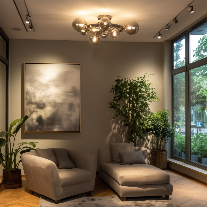 Brilagi - LED Prisadený luster MILLA 10xG9/3W/230V lesklý chróm/dymová