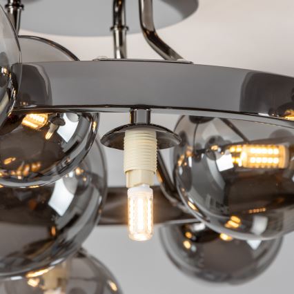 Brilagi - LED Prisadený luster MILLA 10xG9/3W/230V lesklý chróm/dymová