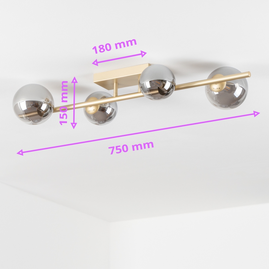 Brilagi - LED Prisadený luster MILLA 4xG9/3W/230V zlatá/dymová