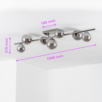 Brilagi - LED prisadený luster MILLA 7xG9/3W/230V čierny chróm/dymové sklo