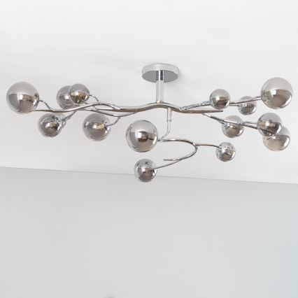 Brilagi - LED prisadený luster MISTEL 15xG9/3W/230V čierny chróm/dymové sklo