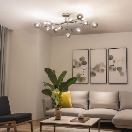 Brilagi - LED prisadený luster MISTEL 15xG9/3W/230V čierny chróm/dymové sklo