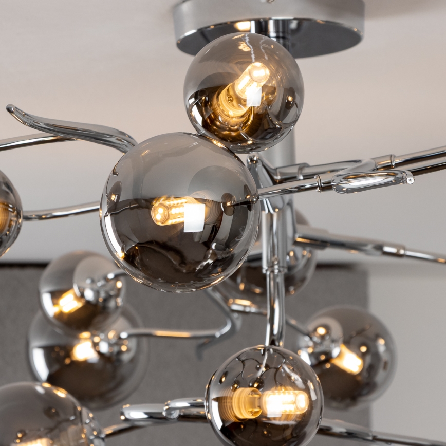 Brilagi - LED prisadený luster MISTEL 15xG9/3W/230V čierny chróm/dymové sklo