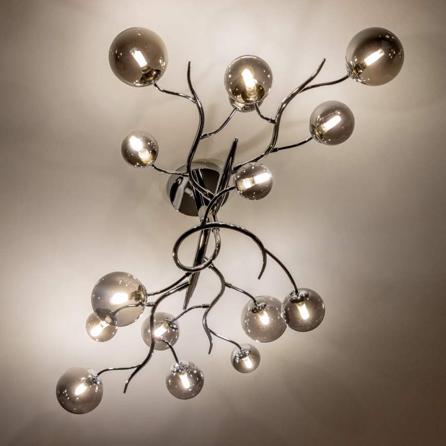 Brilagi - LED prisadený luster MISTEL 15xG9/3W/230V čierny chróm/dymové sklo