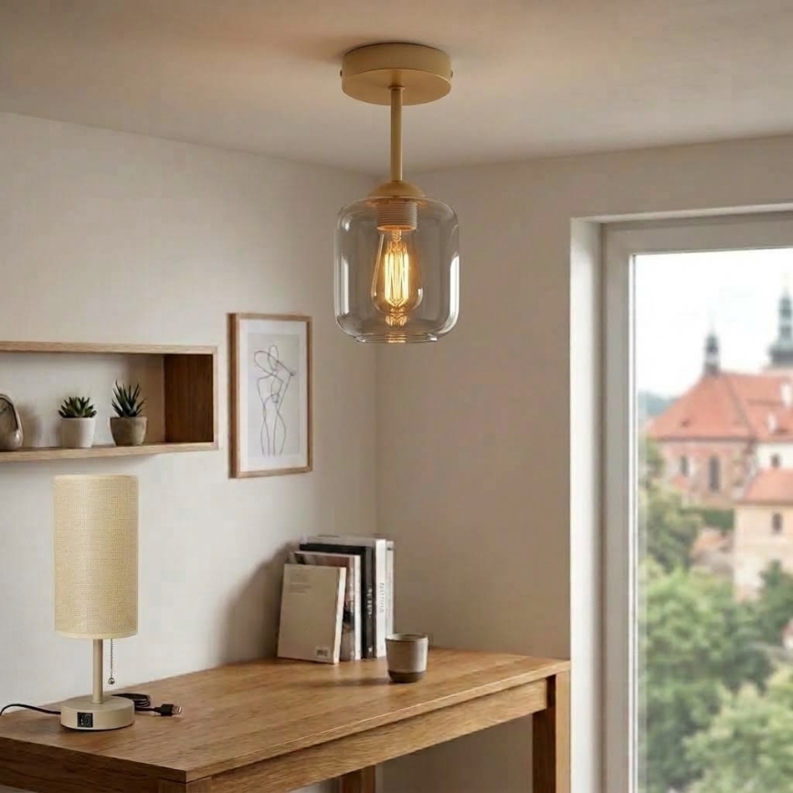 BRILAGI - LED Prisadený luster RETRO GLASS 1xE27/60W/230V pr. 14 cm béžová/dymovo-sivá