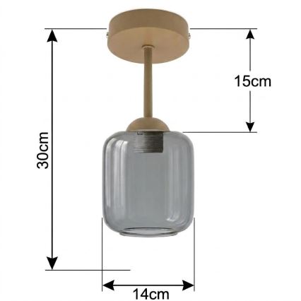 BRILAGI - LED Prisadený luster RETRO GLASS 1xE27/60W/230V pr. 14 cm béžová/dymovo-sivá