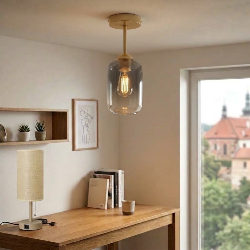 BRILAGI - LED prisadený luster RETRO GLASS 1xE27/60W/230V pr. 14 cm béžová/dymová sivá