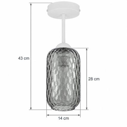 BRILAGI - LED Prisadený luster RETRO GLASS 1xE27/60W/230V pr. 14 cm biela/dymová sivá