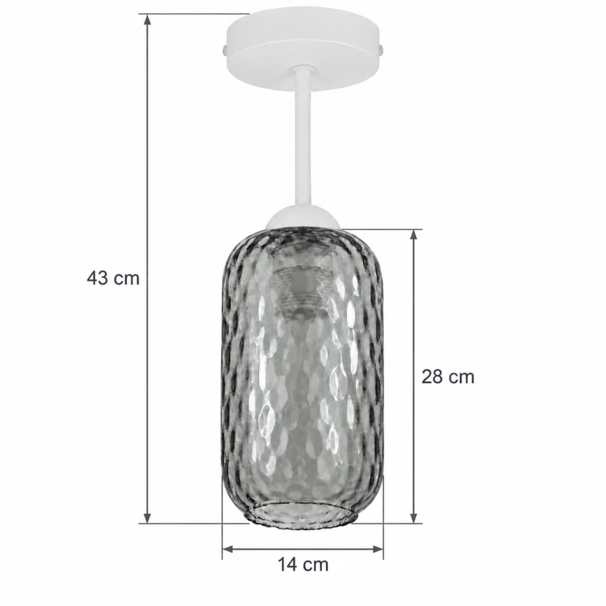BRILAGI - LED Prisadený luster RETRO GLASS 1xE27/60W/230V pr. 14 cm biela/dymová sivá