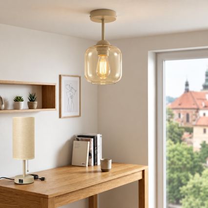 BRILAGI - LED Prisadený luster RETRO GLASS 1xE27/60W/230V priemer 14 cm béžová/dymová béžová