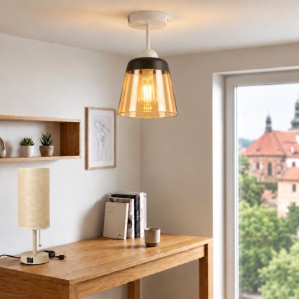 BRILAGI - LED Prisadený luster RETRO GLASS 1xE27/60W/230V pr. 15,5 cm biela/dymovo-béžová