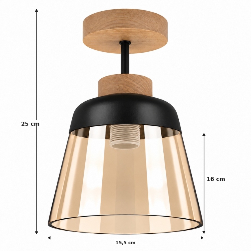 BRILAGI - LED Prisadený luster RETRO GLASS 1xE27/60W/230V pr. 15,5 cm dub/dymová béžová