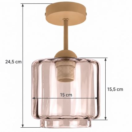 BRILAGI - LED Prisadený luster RETRO GLASS 1xE27/60W/230V pr. 15 cm béžová/dymová béžová